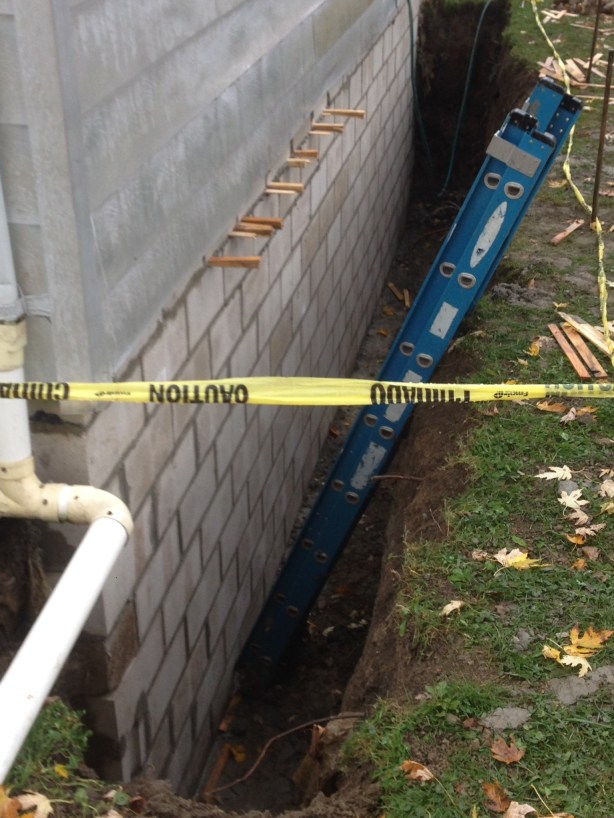 After replacement of damaged basement wall 